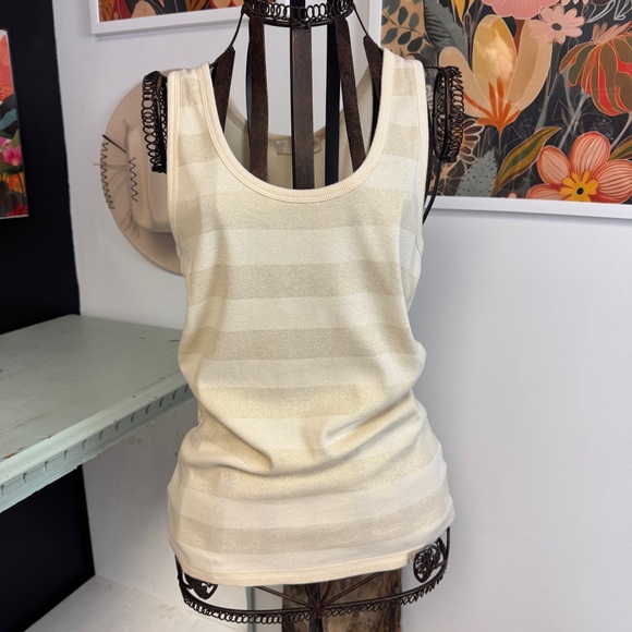 Kenar | cream and glitter stripe tank top | L - Picture 1 of 3